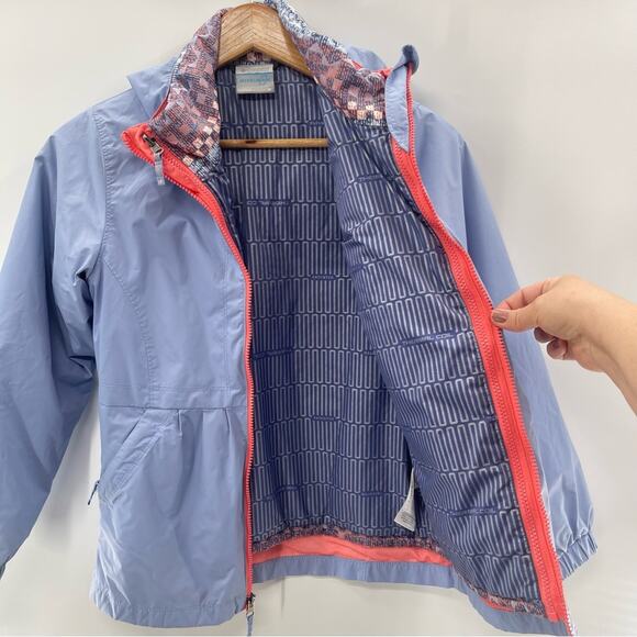 Columbia Interchange Two Layer Blue Southwest Geometric Coat Jacket Girls Medium - Picture 10 of 16